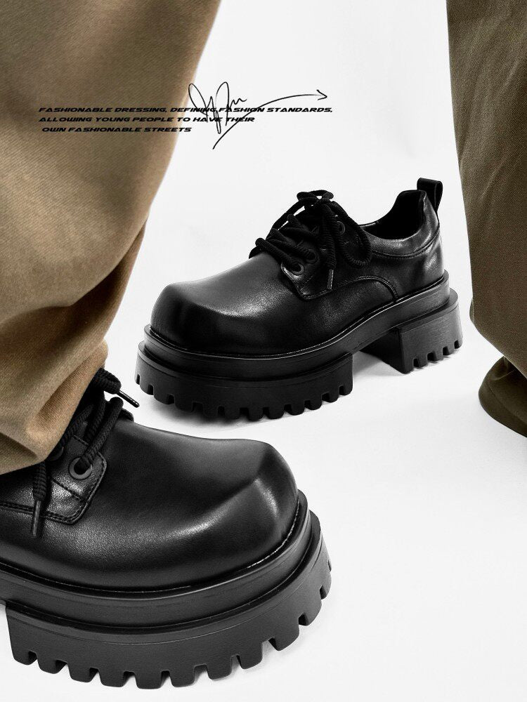 Chunky Platform Square Toe Lace-Up Shoes