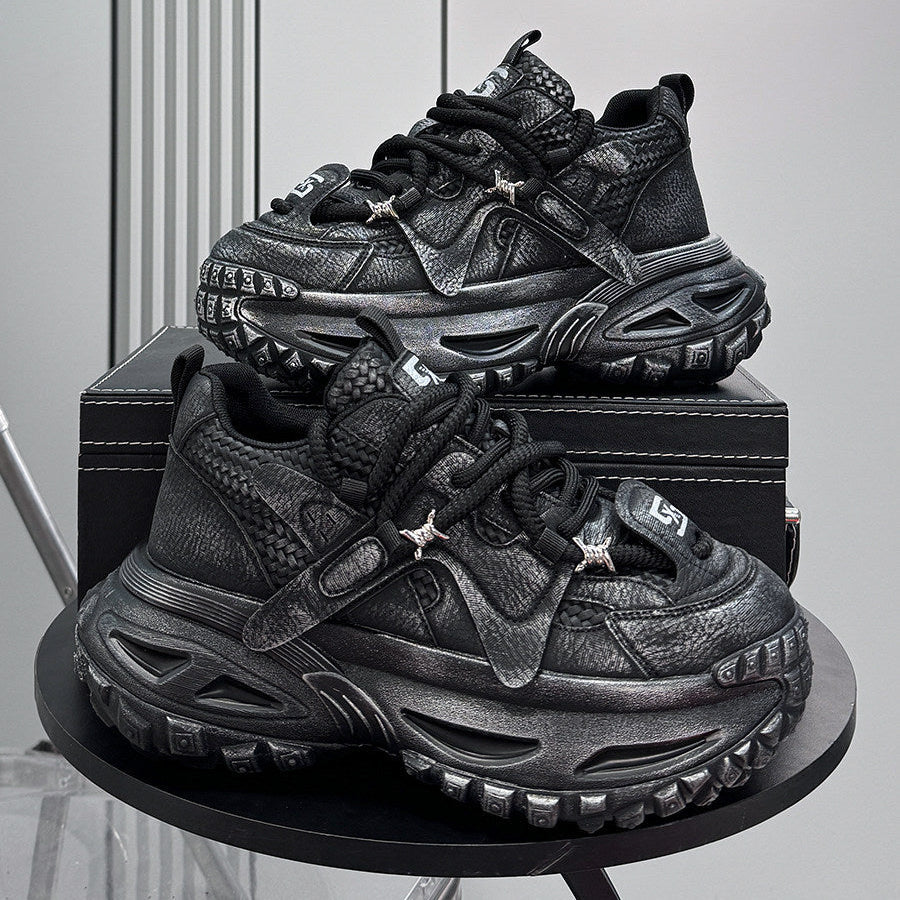 Embroidery Rope Lace Chunky Sole Sneakers