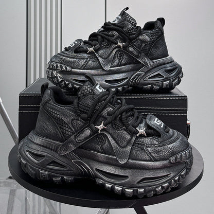 Embroidery Rope Lace Chunky Sole Sneakers