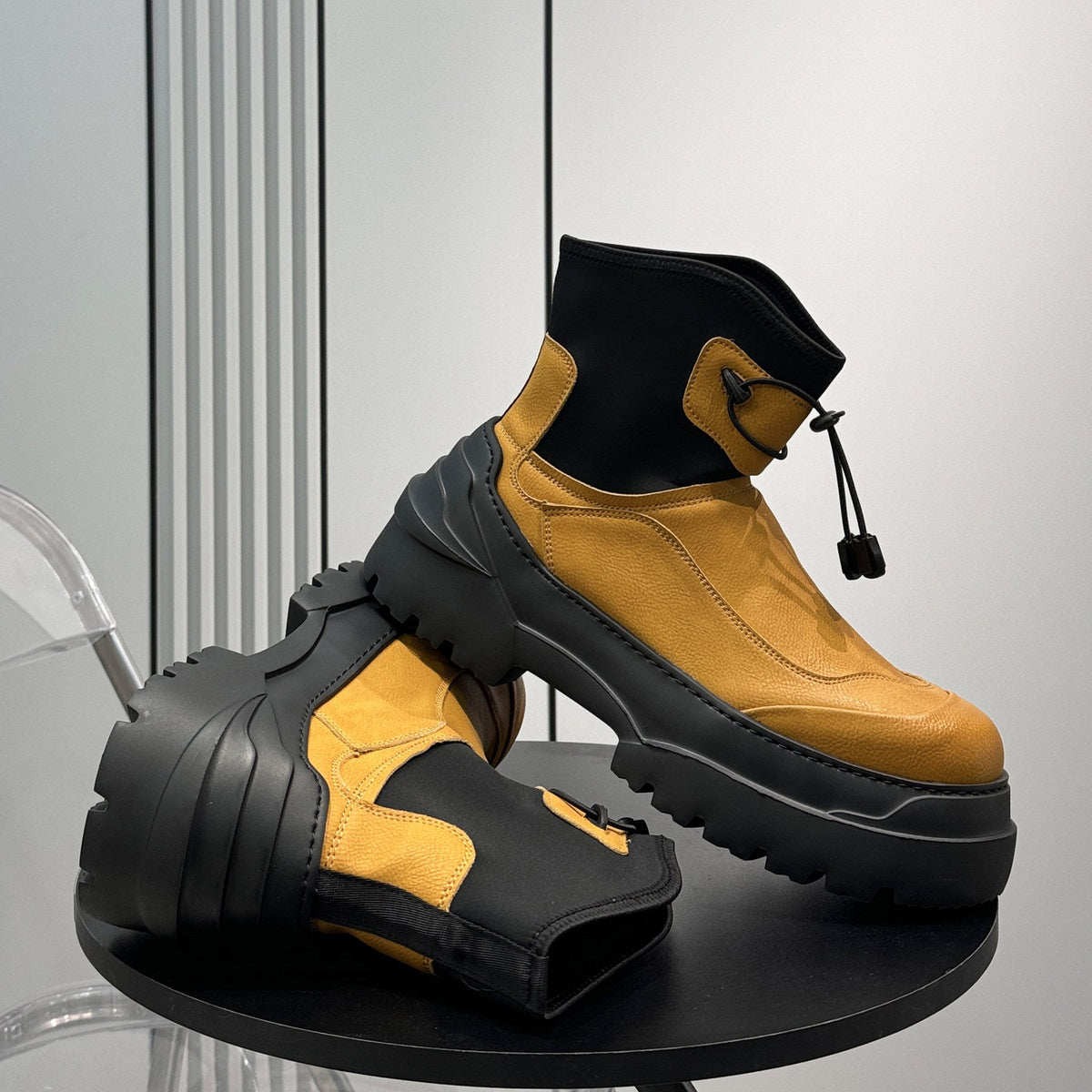 Drawstring Platform Thick Sole Short Boots WN24646