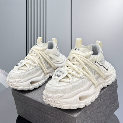 Embroidery Rope Lace Chunky Sole Sneakers