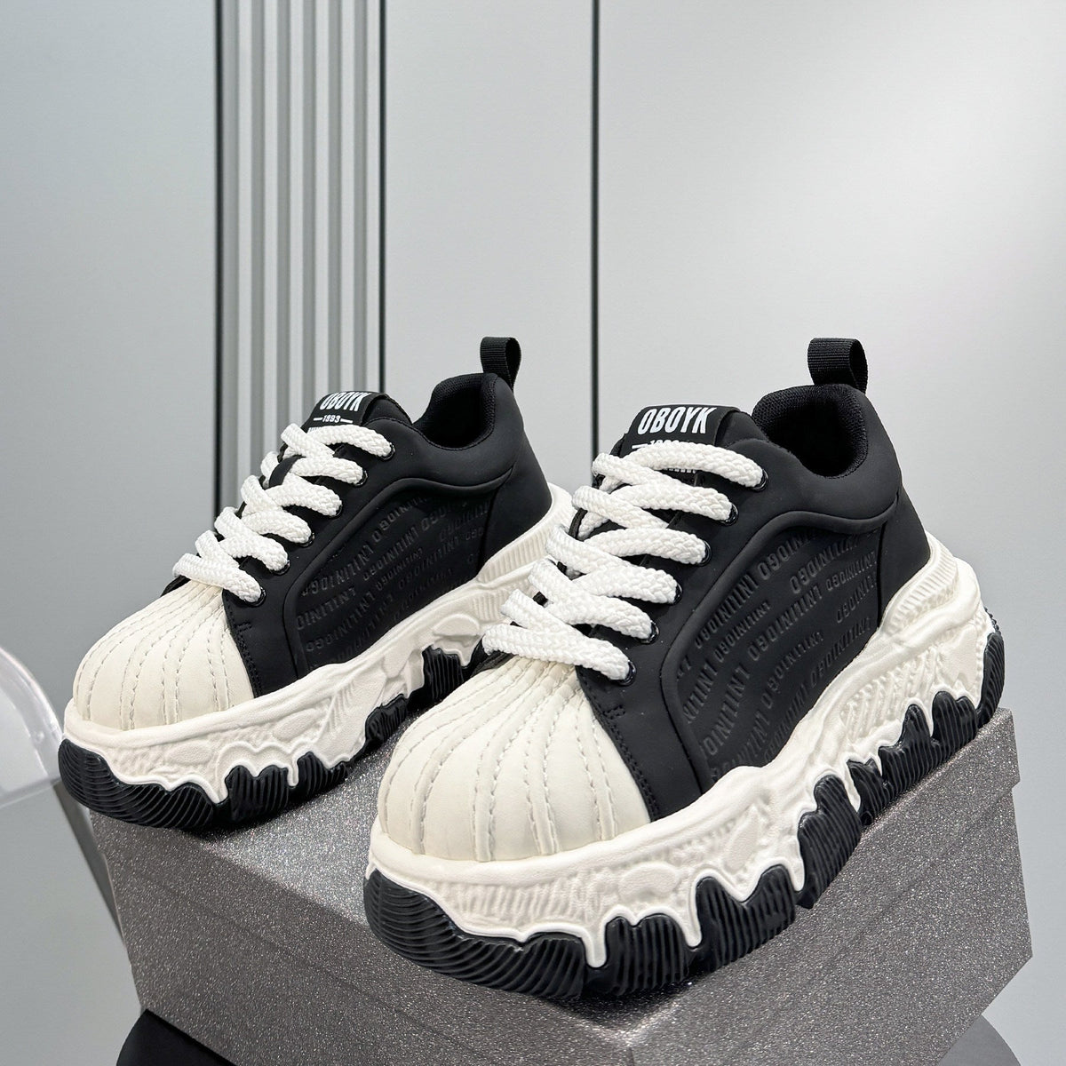 Shell Toe Embossed Chunky Sole Sneakers