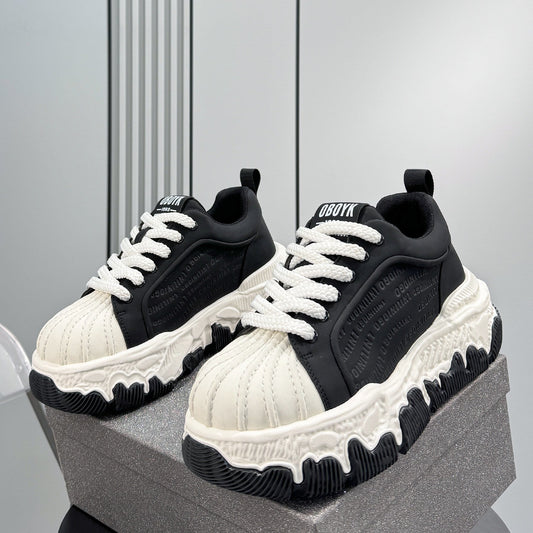 Shell Toe Embossed Chunky Sole Sneakers