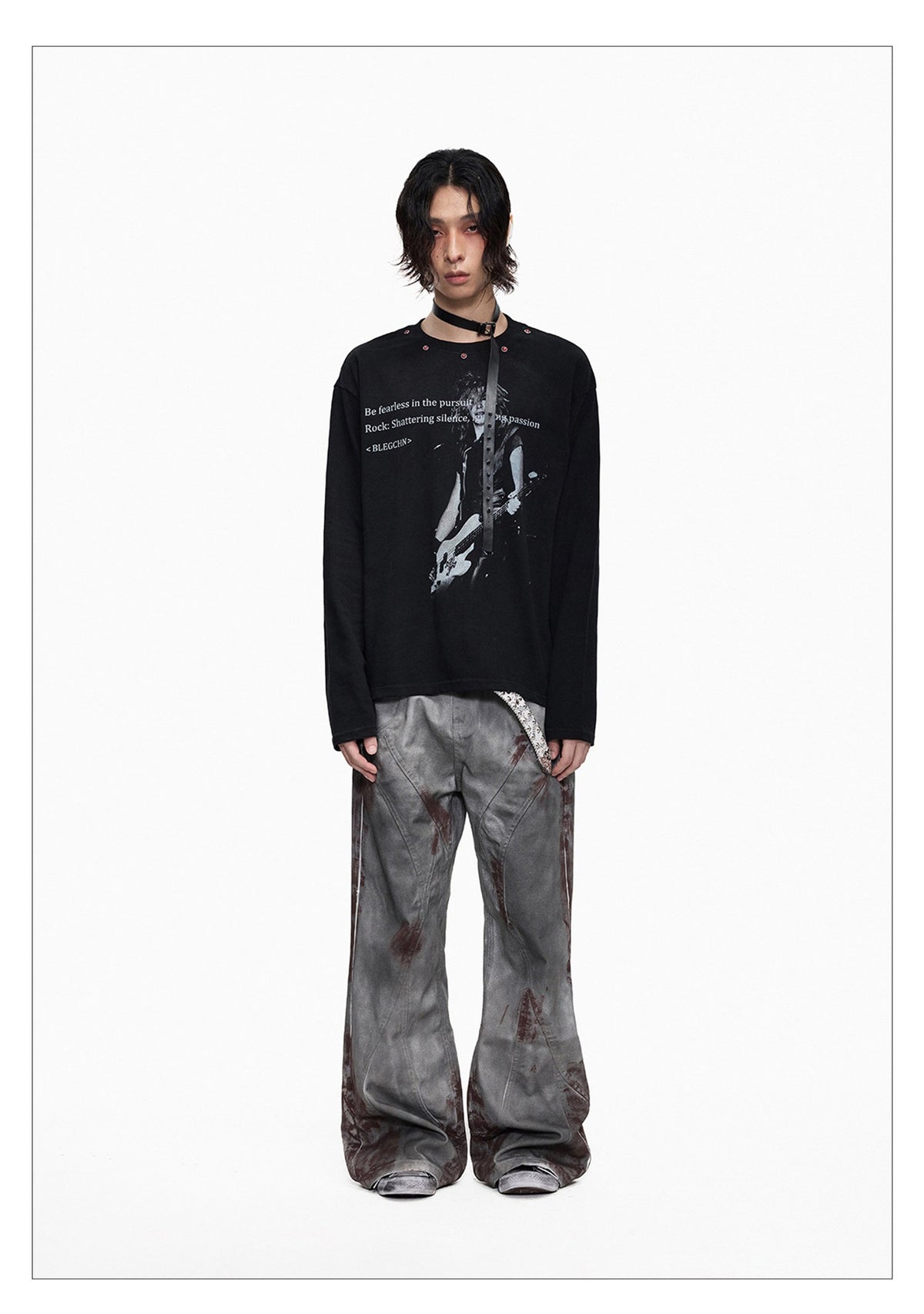 Dark Wash Long Sleeve Punk T-shirt