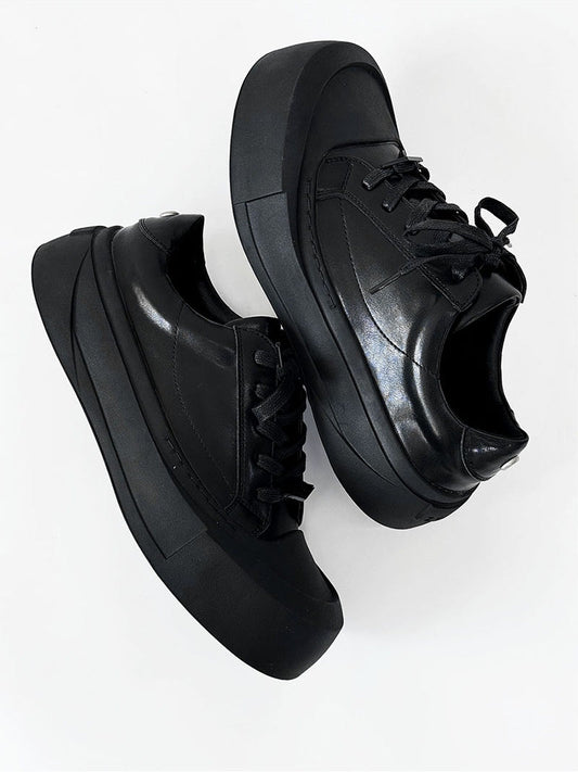 Canvas Round-Toe Derby-Inspired Flat Sneakers