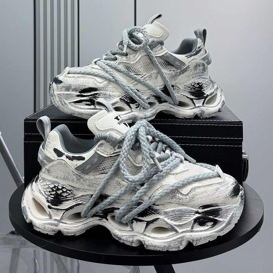 Paint Splash Rope Lace Chunky Sole Sneakers