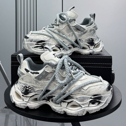 Paint Splash Rope Lace Chunky Sole Sneakers