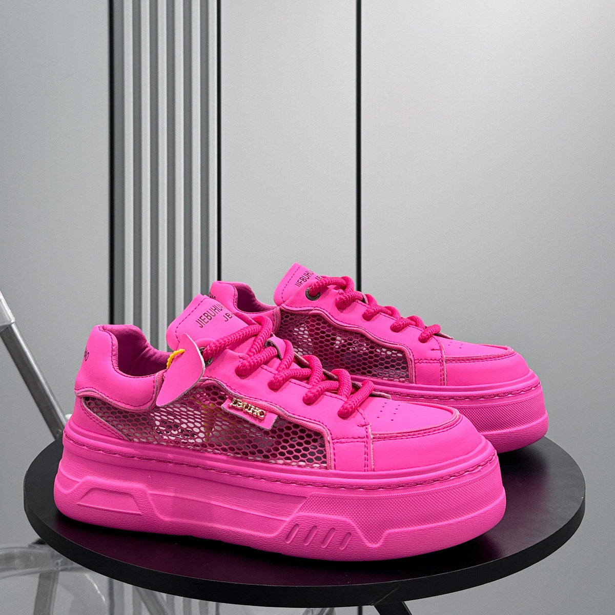 Chunky Platform Mesh Lace-Up Sneakers