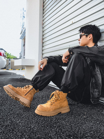 Chunky Lug Sole Platform Lace-Up Boots