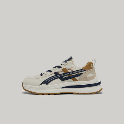 Color-Block Stripe Panel Lace-Up Sneakers