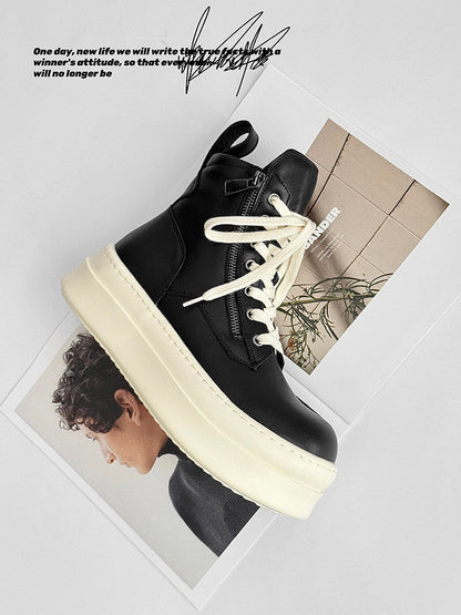 Lace Up Side Zipper Thick Sole Short Boots