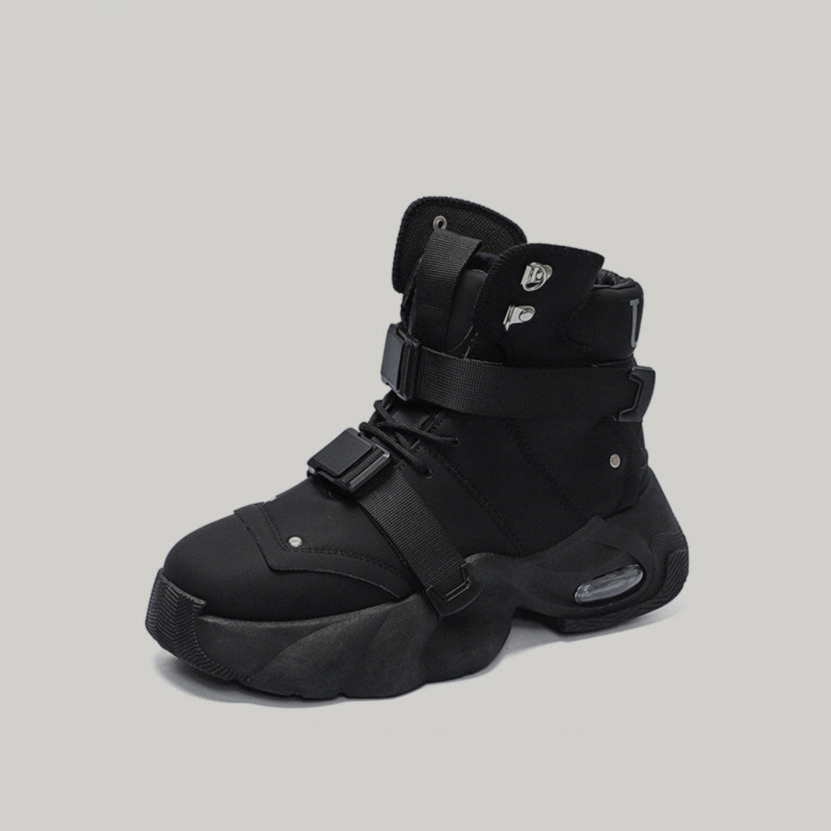 High-Top Platform Buckle Strap Sneaker Boots