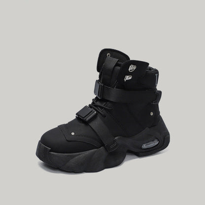 High-Top Platform Buckle Strap Sneaker Boots