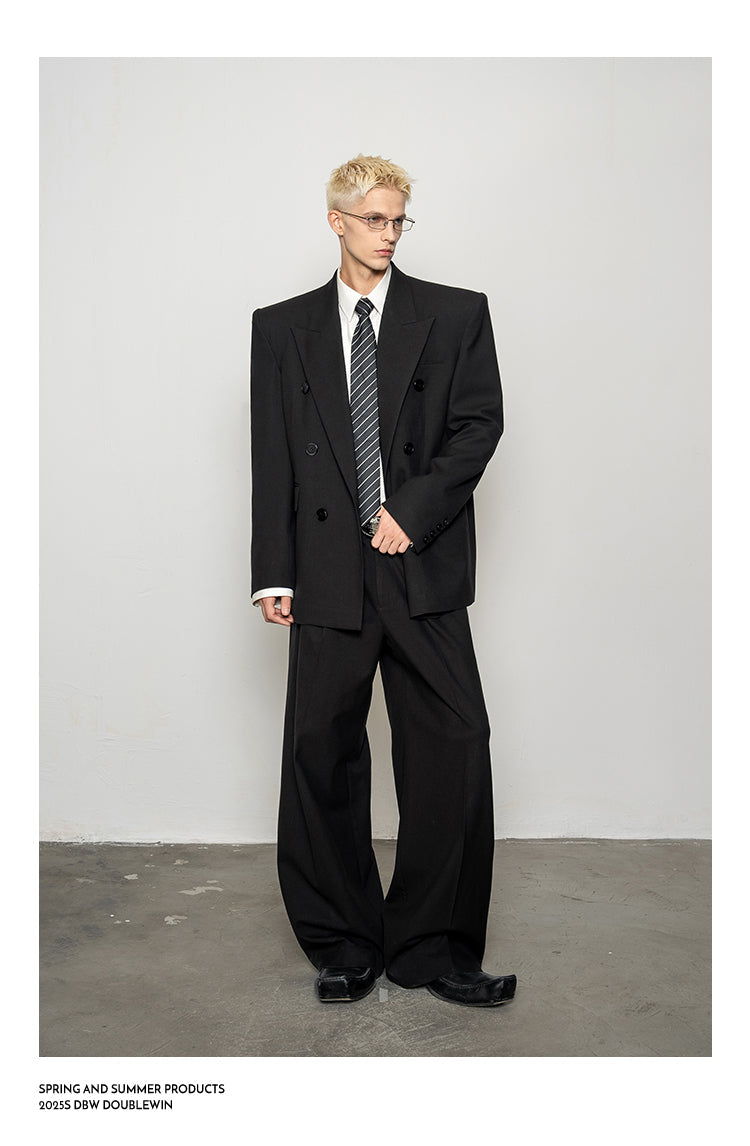 High-Quality Wool Blend Black Suit