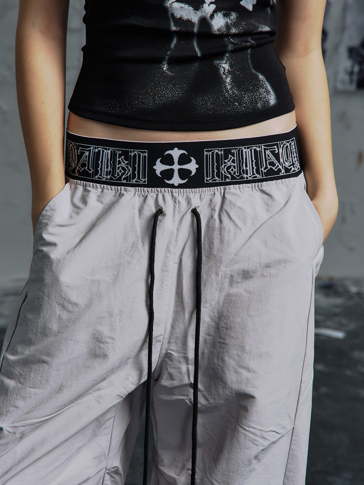PAIKI Double-Waist Parachute Curved Pants