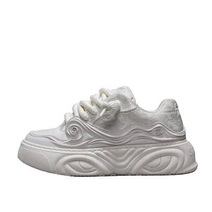 White Lace-Up Sneakers