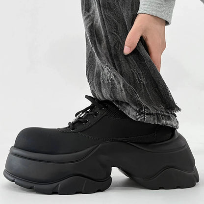 Chunky Sole Round Toe Leather Shoes