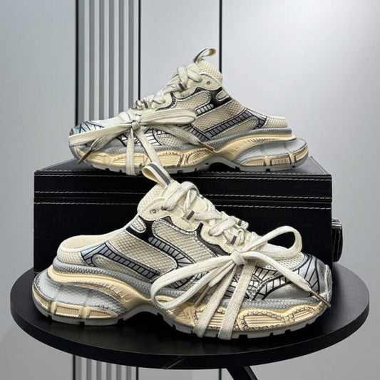 Metallic Panel Rope Lace Slip-On Shoes