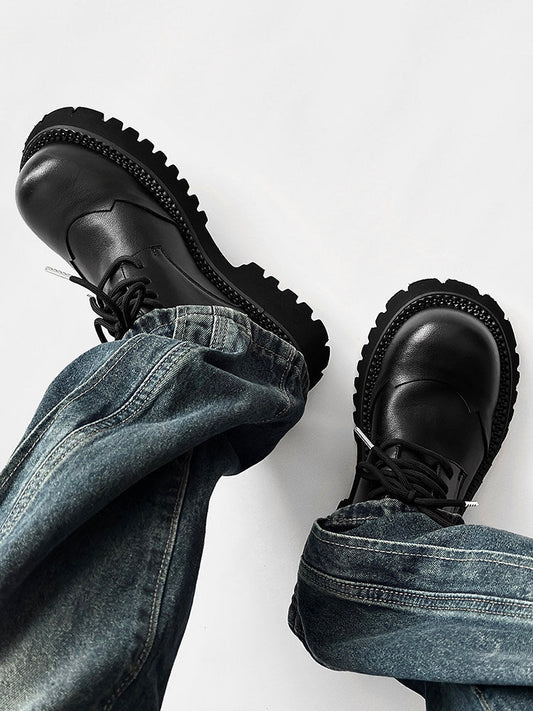Chunky Platform Round Toe Lace-Up Shoes