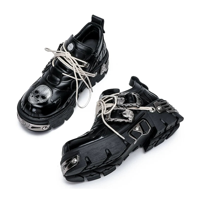 Metal Detail Chunky Sole Derby Leather Shoes