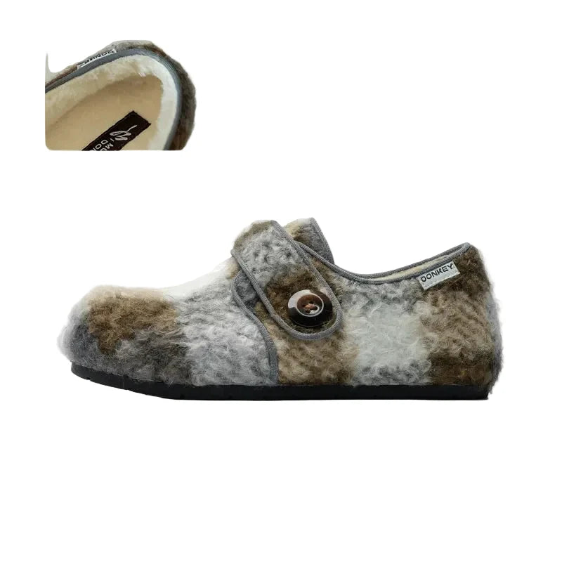 Cozy Fleece Button Mary Jane Slippers