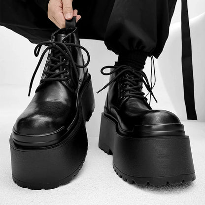 Thick Sole PU Leather Boots