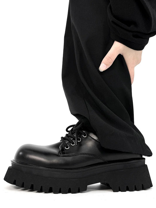 Round Toe Chunky Sole PU Leather Shoes