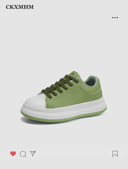 Thick Sole PU Leather Platform Sneakers