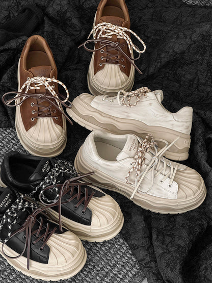 Chunky Shell Toe Platform Lace-Up Sneakers