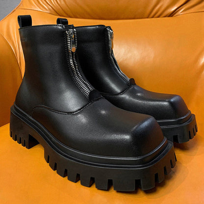 Front Zipper Combat Boots