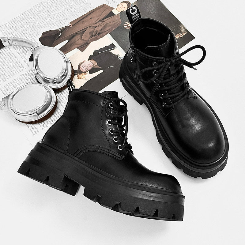Lace Up Thick Sole Short Boots