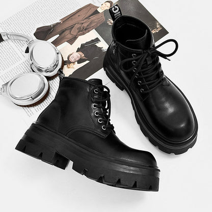 Lace Up Thick Sole Short Boots