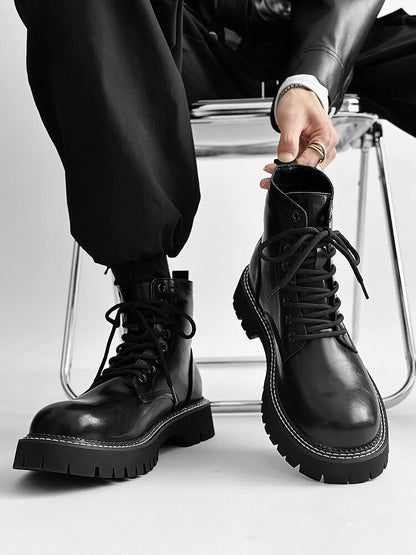 Chunky Lug Sole Platform Lace-Up Boots
