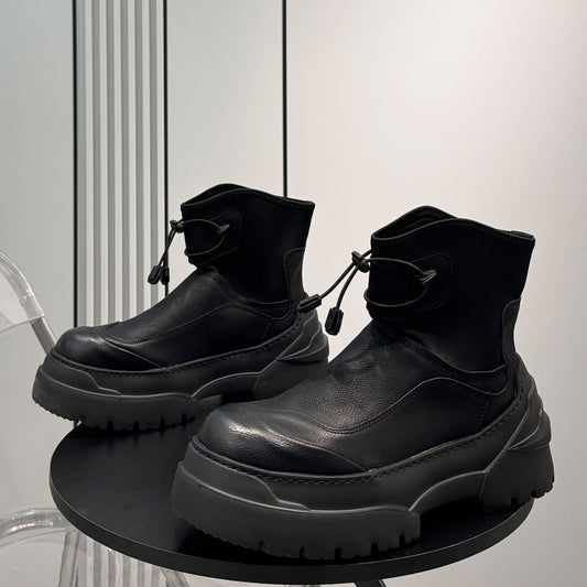 Drawstring Platform Thick Sole Short Boots WN24646