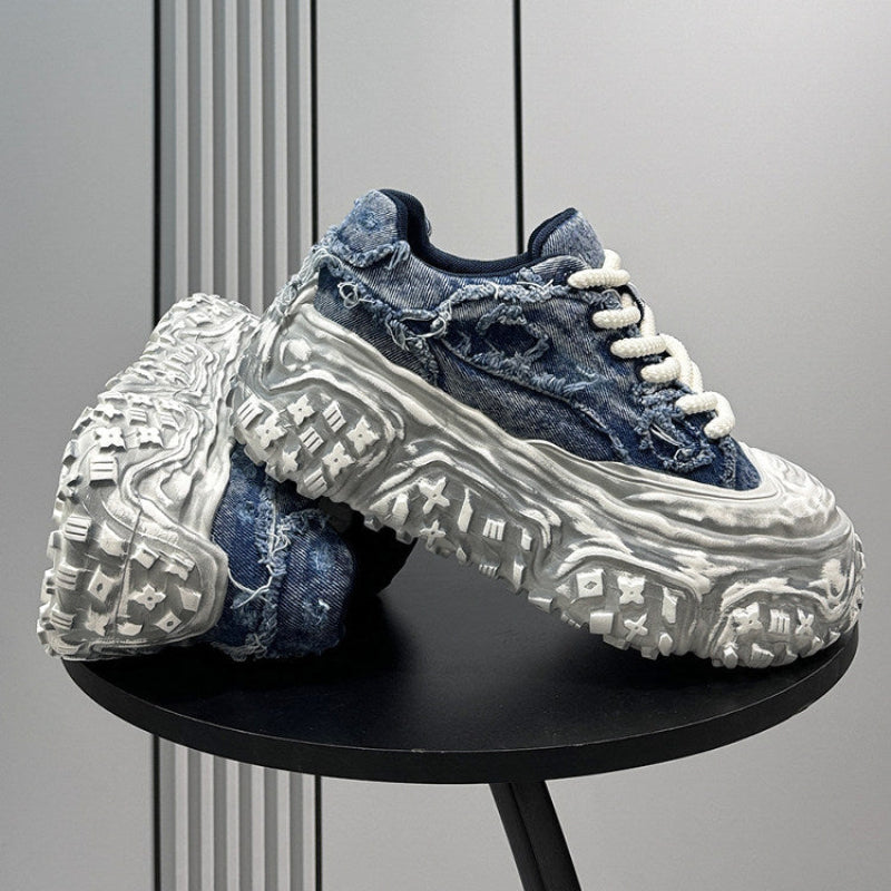 Platform Denim Lace-Up Sneakers WN24826