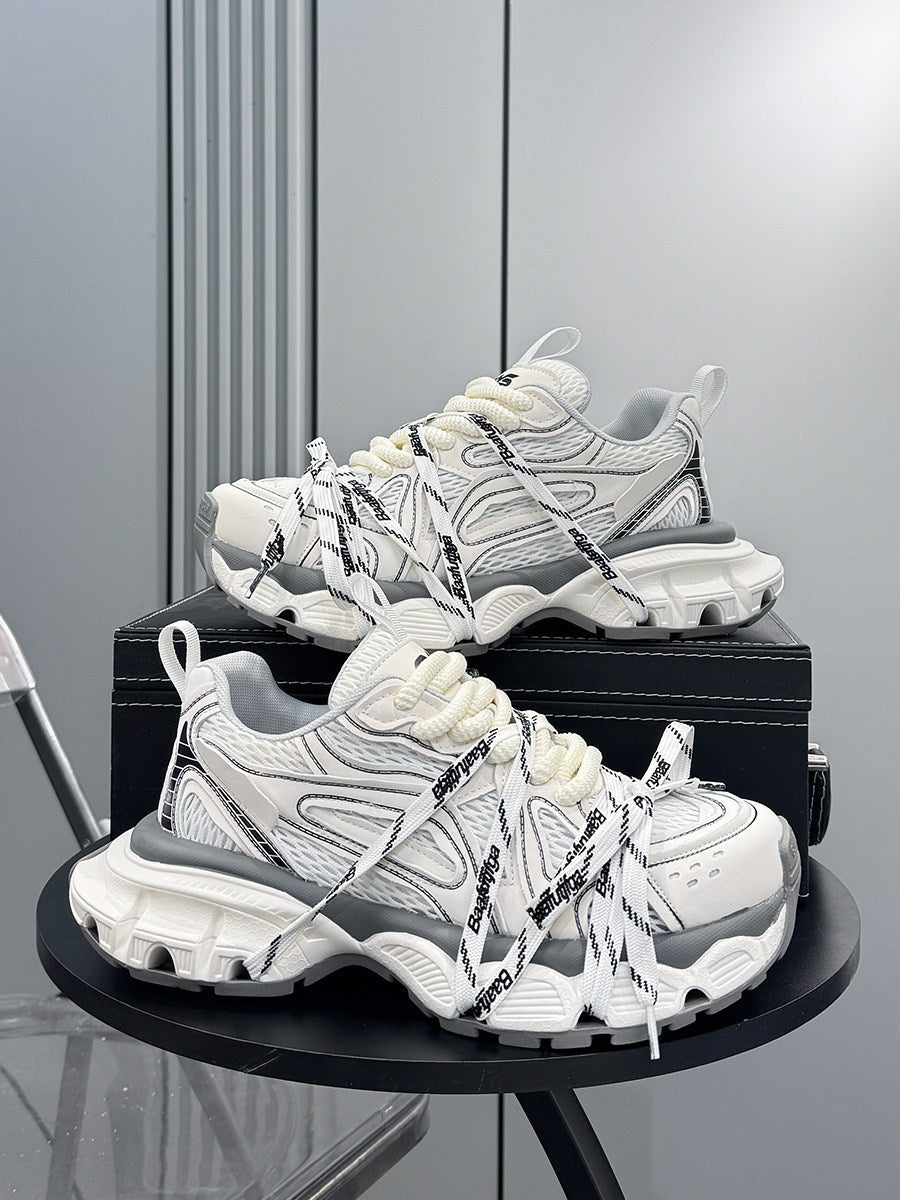 Mesh Panel Rope Lace Chunky Sole Sneakers