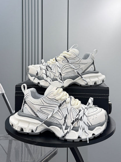 Mesh Panel Rope Lace Chunky Sole Sneakers