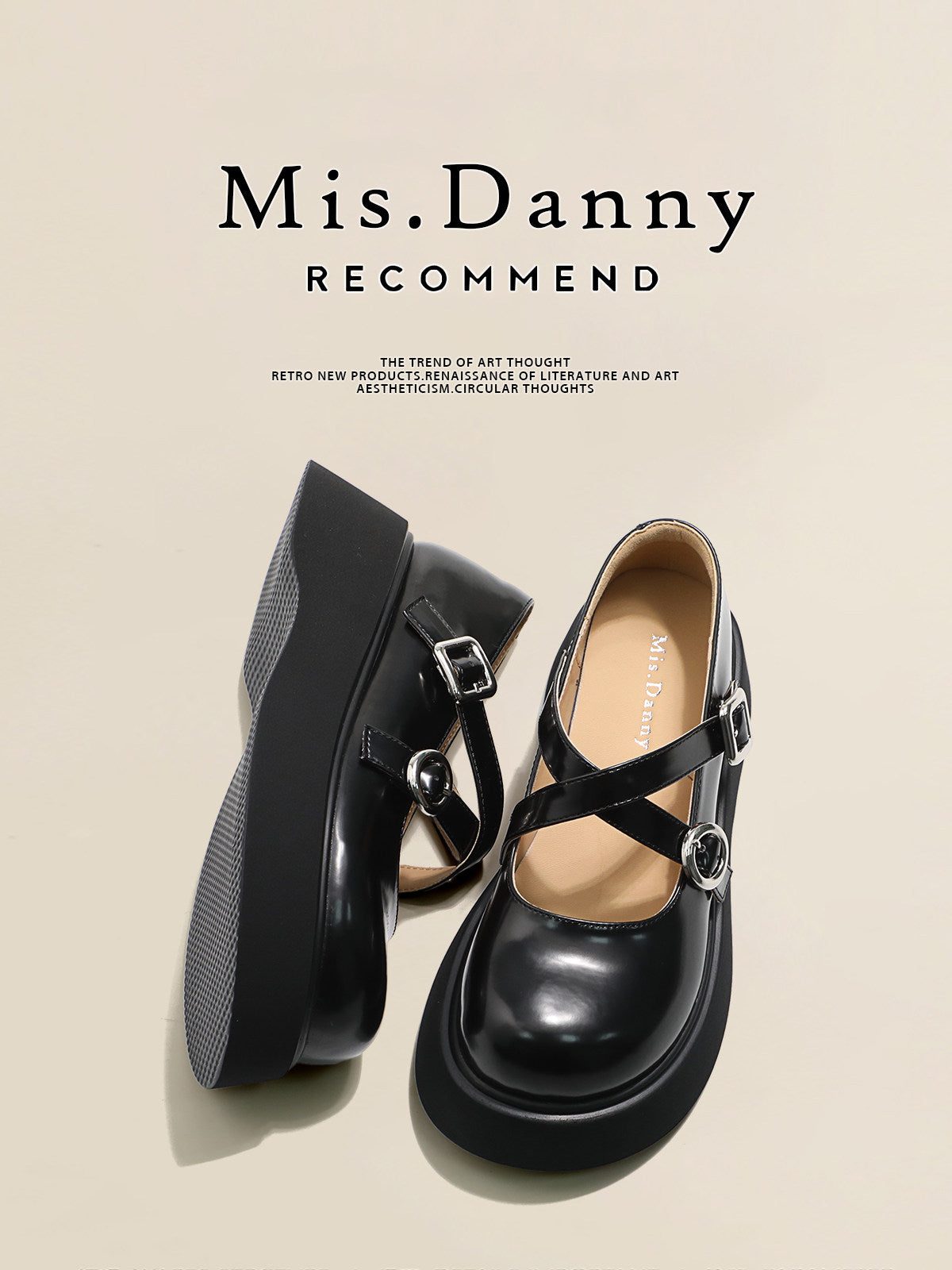 Platform Round Toe Shallow Mary Janes Leather Shoes
