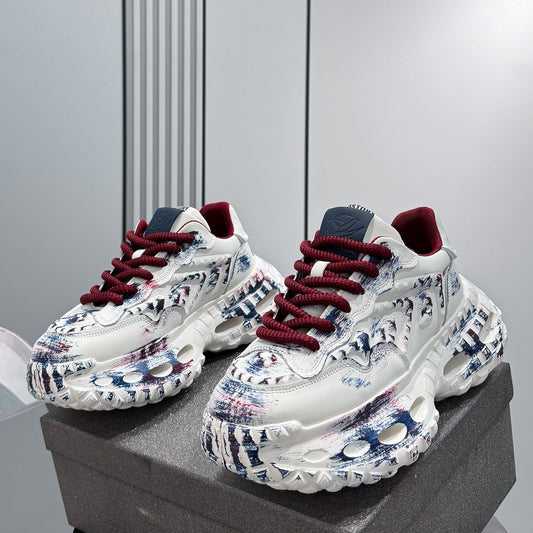 Paint Graffiti Print Chunky Sole Sneakers