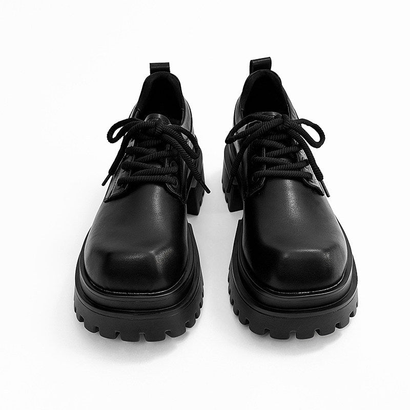 Chunky Platform Square Toe Lace-Up Shoes