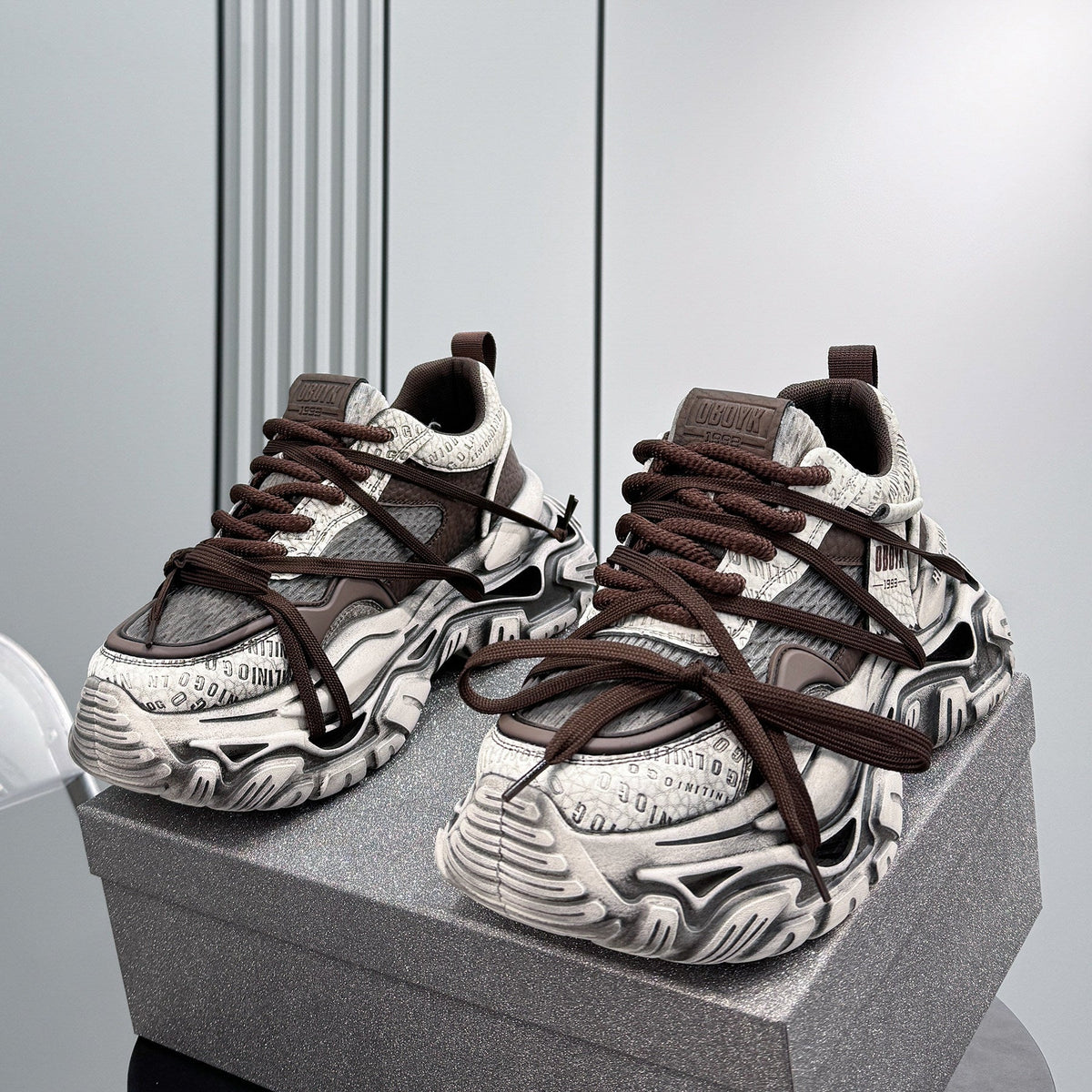 Graffiti Print Panel Chunky Sole Sneakers