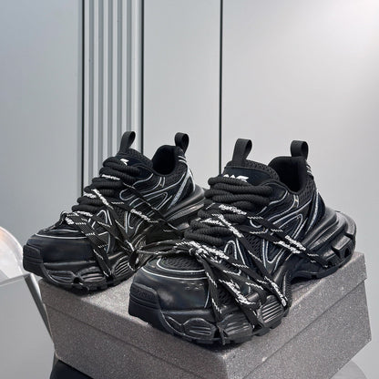 Mesh Panel Rope Lace Chunky Sole Sneakers