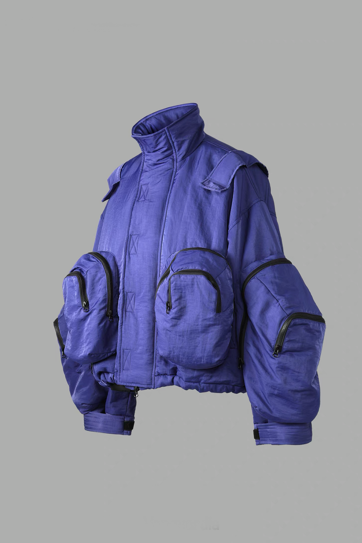 VANGUARDIA Multi-Pocket Cropped Puffer Jacket