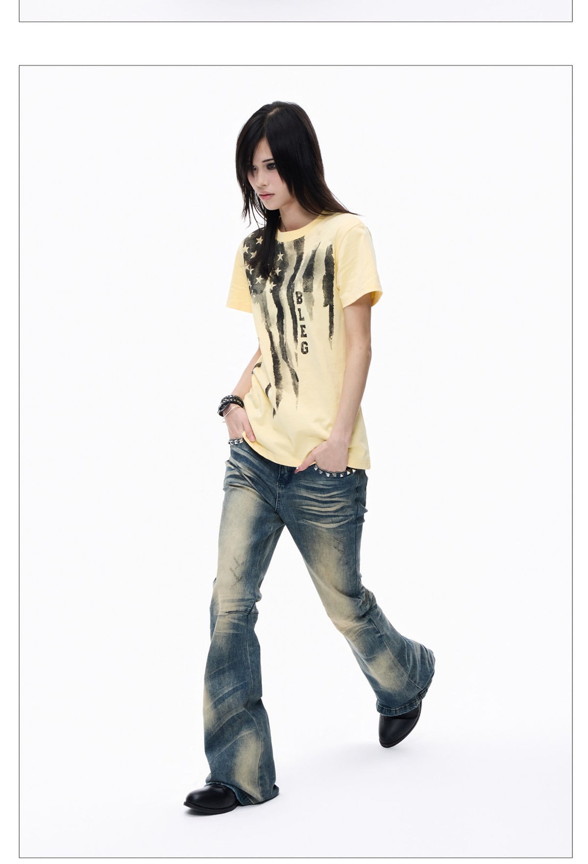 Washed Patchwork Skinny Slim Fit Jeans