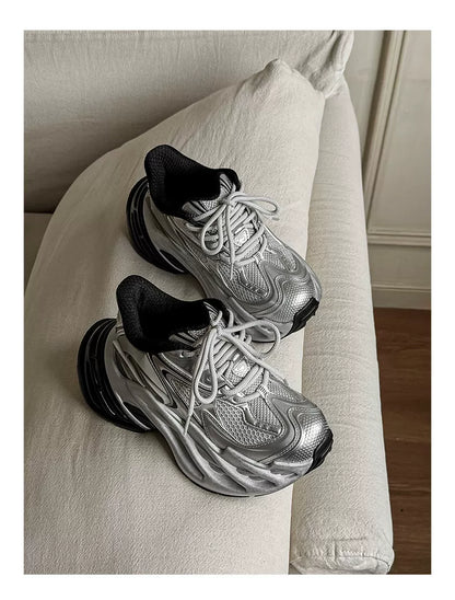 Futuristic Metallic Platform Runner Sneakers