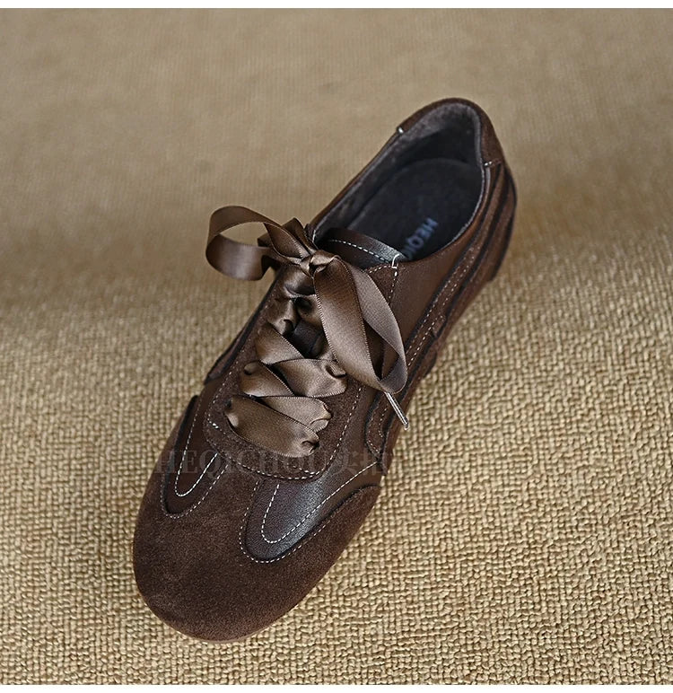 Mocha Satin Ribbon Sneaker