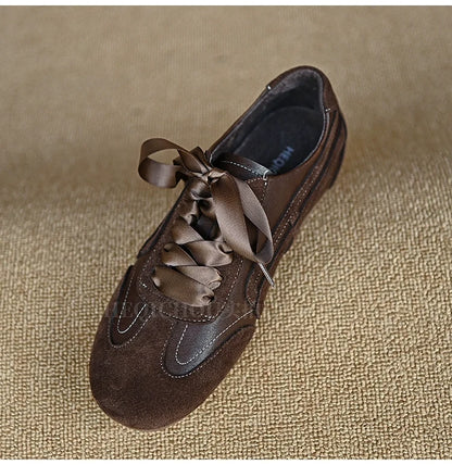 Mocha Satin Ribbon Sneaker