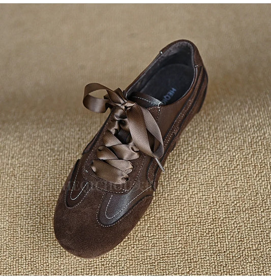 Mocha Satin Ribbon Sneaker