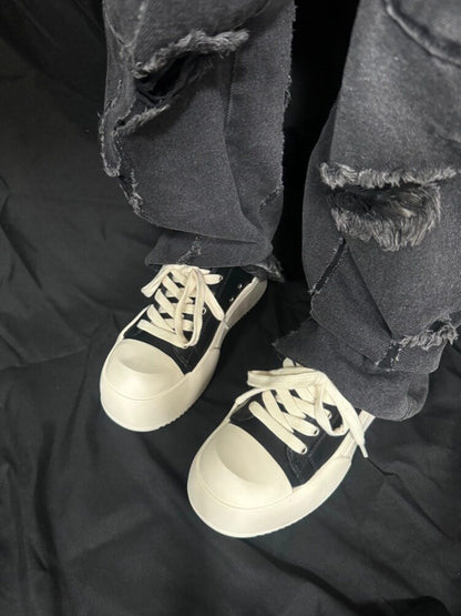 Chunky Shell Toe Platform Lace-Up Sneakers