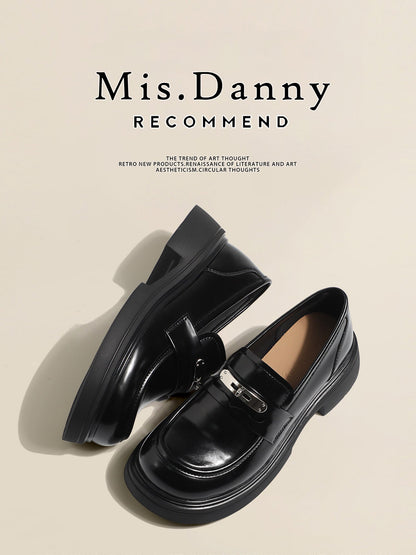 Metal Decoration Platform Thick Sole Loafers